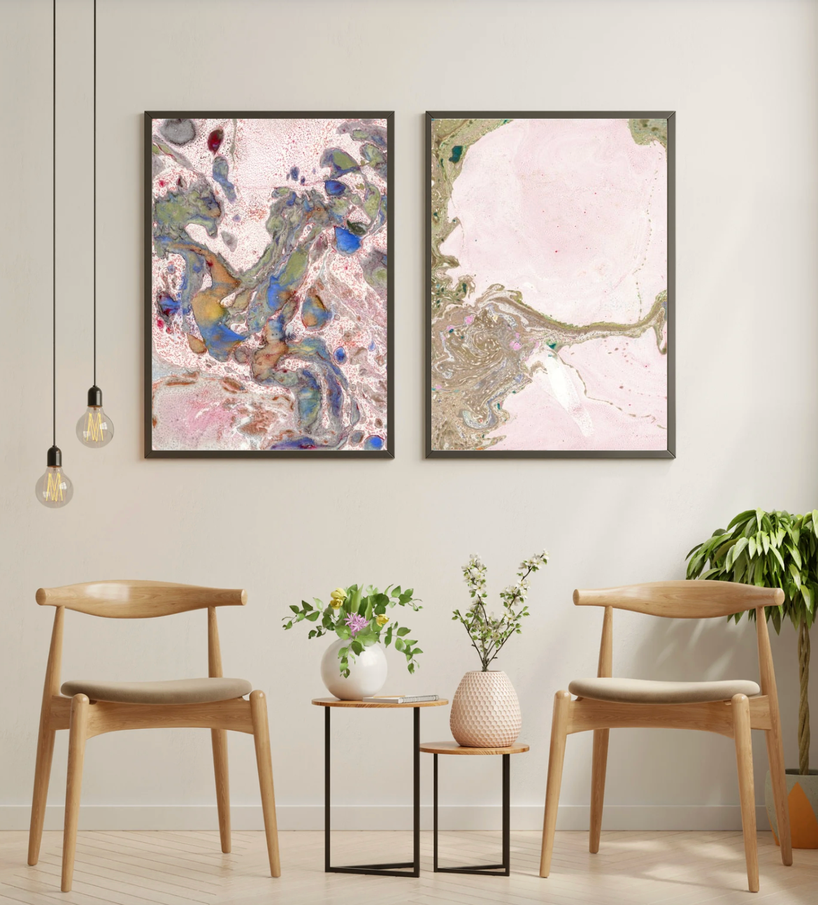 Diptyque - Branch pink & blue - Aluminium 80x60cm édition limitée