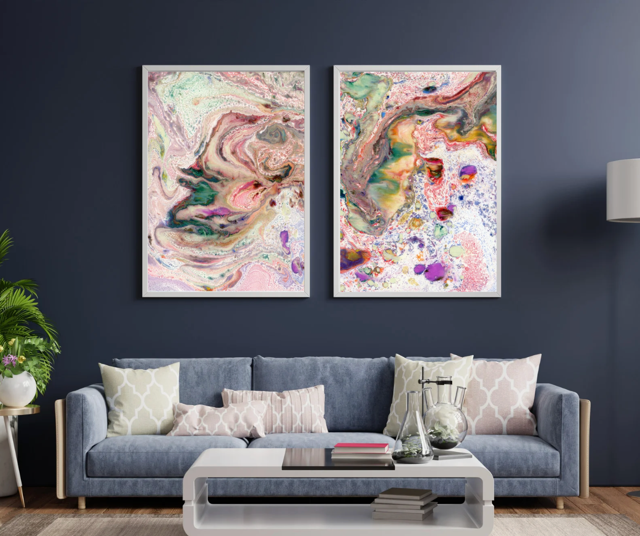 Diptyque - Radiographie d'une fleur - Corail - Aluminium 80x60 cm